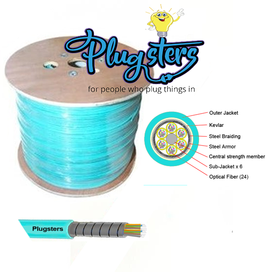 144 Strand 250um OM3 nanoFIBER Stainless Steel Armored Fiber Optic Cable Plenum