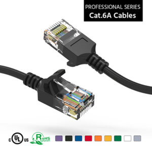CAR-Cat6A UTP Slim Ethernet Network Booted Cable 28AWG Black